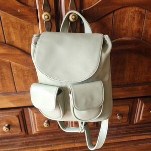 Women's Soft Faux Leather Mini Backpack - Sage Green